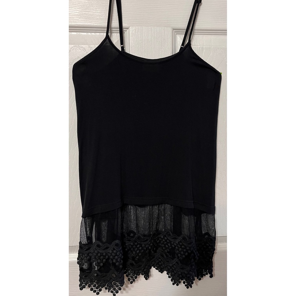 Winter Lennon‎ Black Lace Trim Mesh Layered Spaghetti Strap Camisole Tank Top M